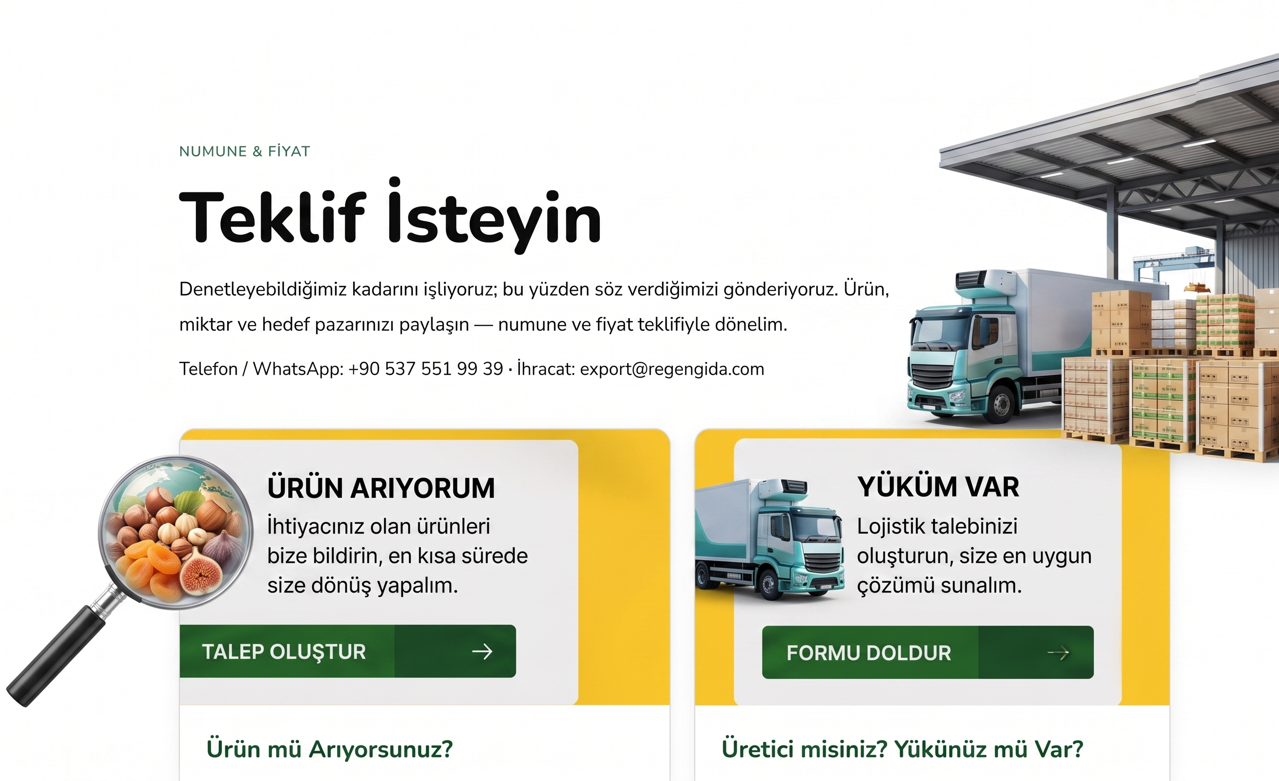 Regen Gıda — teklif ve numune için bize yazın